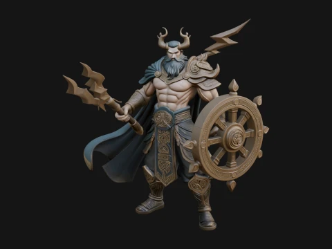 Poseidon com desenho de estátua de tridente 16 - modelo impresso 3D Modelo de Impressão 3D