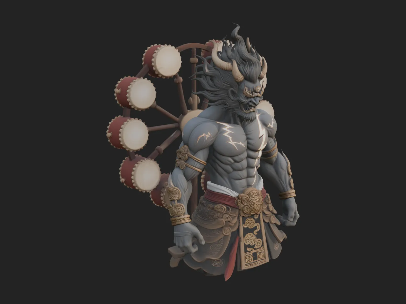Thunder Drum God Statue Design 1 - 3D Print Model 3D Print Model .c4d .max .obj .3ds .fbx .stl .blend 