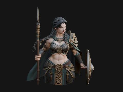 Valkyrie with Spear Statue Design 6 - 3D Print Model 3D Print Model