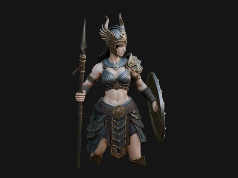 Walküre mit Speerstatue Design 7 – 3D-Druckmodell 3D Druckmodell