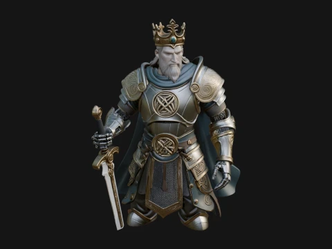 Crowned Knight King Statue Design 6 - 3D Print Model 3D Print Model
