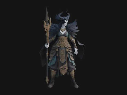 Valkyrie with Spear Statue Design 8 - 3D Print Model 3D Druckmodell