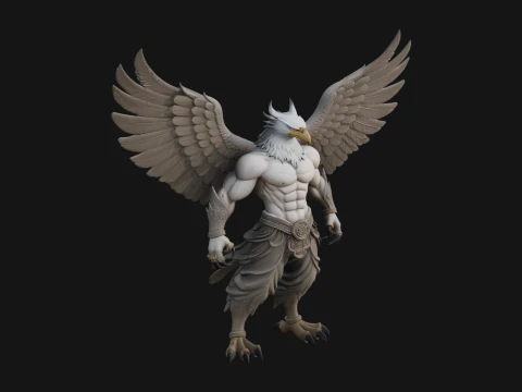 Beastman with Eagle Head Statue Design 2 - 3D Print Model 3D 프린트 모델