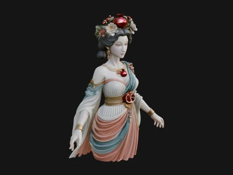 Rose Crowned Goddess Statue Design 5 - 3D Print Model Modelo de impresión 3D