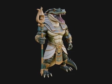 Crocodile Headed Egyptian God Statue Design 1 - 3D Print Model Modello di stampa 3D