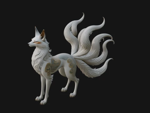 Nine Tailed Fox Statue Design 1 - 3D Print Model 3D Print Model
