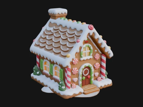 Gingerbread Candy House Design 1 - 3D Print Model 3D Print Model