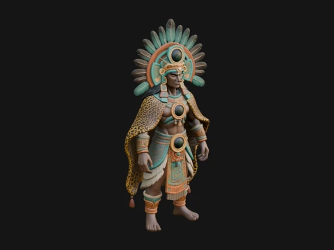 Aztec Feathered Noble Statue Design 6 - 3D Print Model 3D 프린트 모델