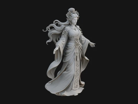 Dancing Celestial Maiden Statue Design 5 - 3D Print Model 3D Print Model