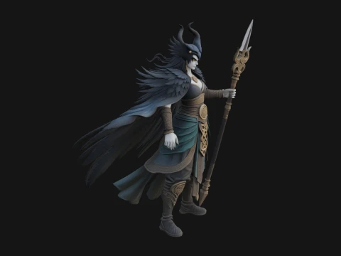 Valkyrie with Spear Statue Design 9 - 3D Print Model 3D printmodel