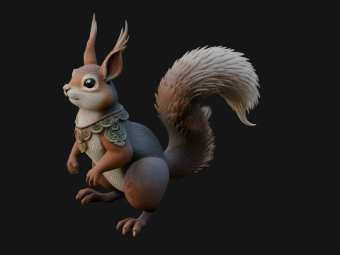 Red Squirrel Animal Statue Design 2 - 3D Print Model 3D Baskı Modeli