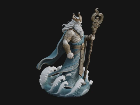 Poseidon with Trident Statue Design 17 - 3D Print Model 3D printmodel