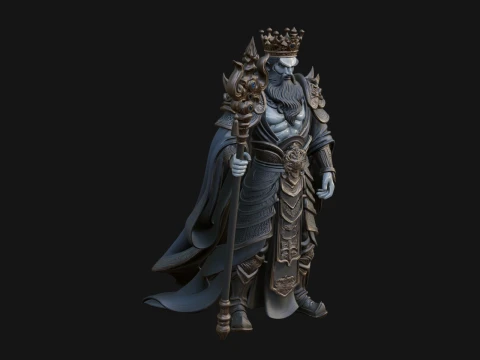 Crowned Bearded King Statue Design 25 - 3D Print Model 3D printmodel