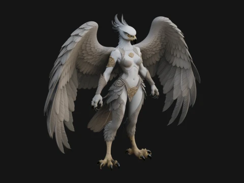 Winged Harpy Woman Statue Design 2 - 3D Print Model 3D printmodel