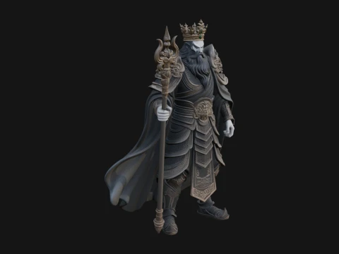 Crowned Skeleton King Statue Design 19 - 3D Print Model 3D printmodel