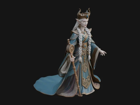 Elven Queen Statue Design 22 - 3D Print Model 3D printmodel