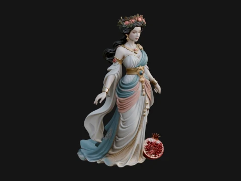 Rose Crowned Goddess Statue Design 6 - 3D Print Model 3D printmodel