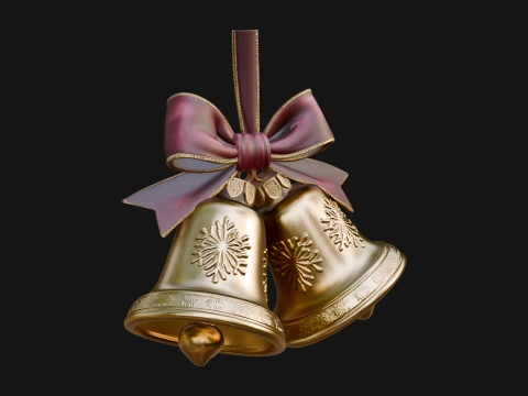 Golden Christmas Bells Ornament Design 1 - 3D Print Model 3D printmodel