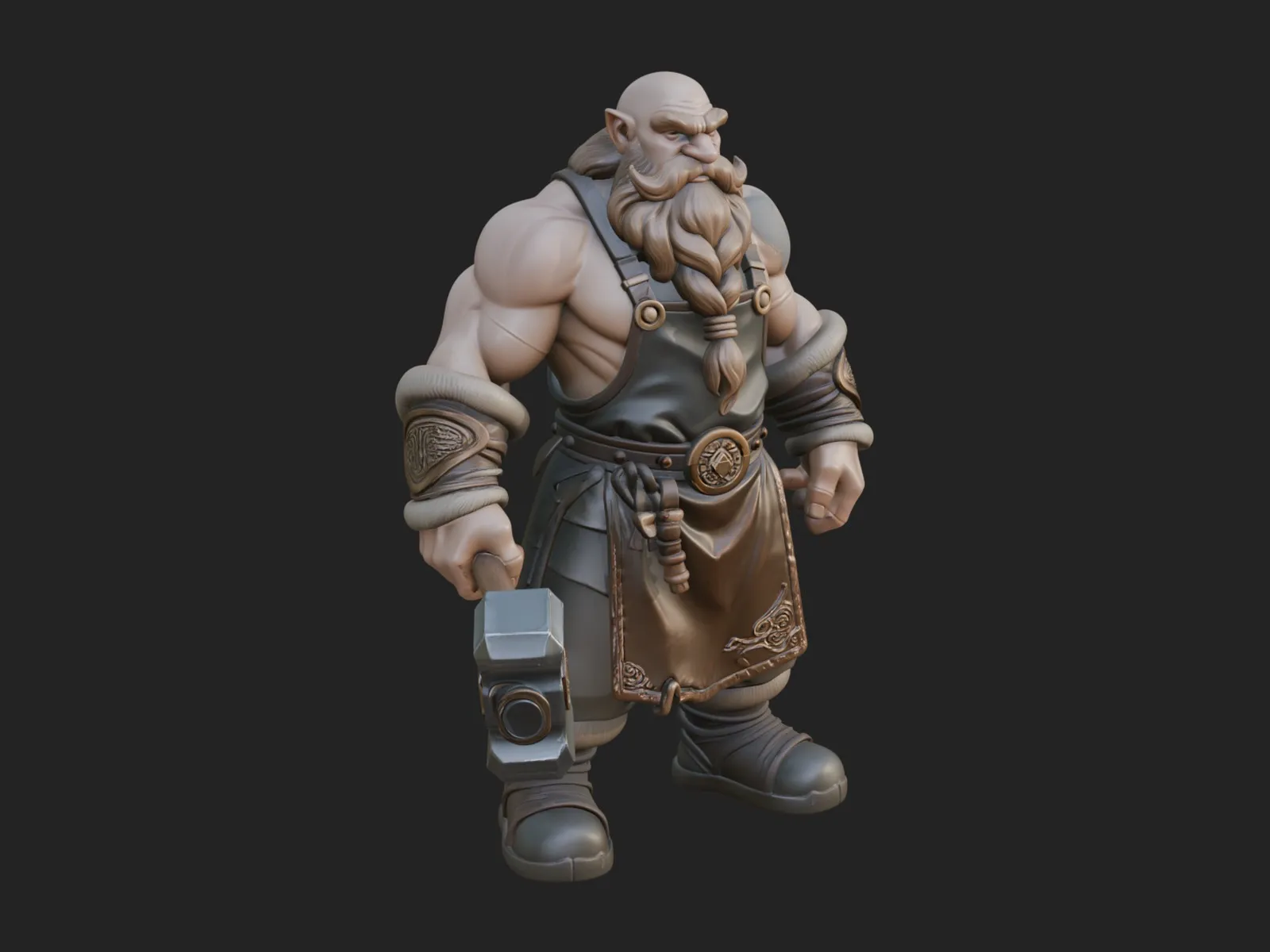 Dwarf Blacksmith Statue Design 6 - 3D Print Model 3D Print Model .c4d .max .obj .3ds .fbx .stl .blend