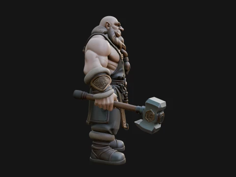 Dwarf Blacksmith Statue Design 6 - 3D Print Model 3D Print Model