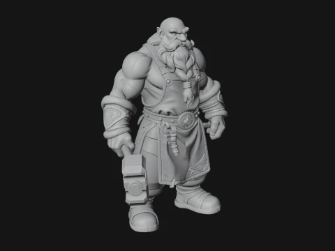 Dwarf Blacksmith Statue Design 6 - 3D Print Model 3D Print Model