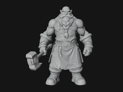 Dwarf Blacksmith Statue Design 6 - 3D Print Model 3D Print Model