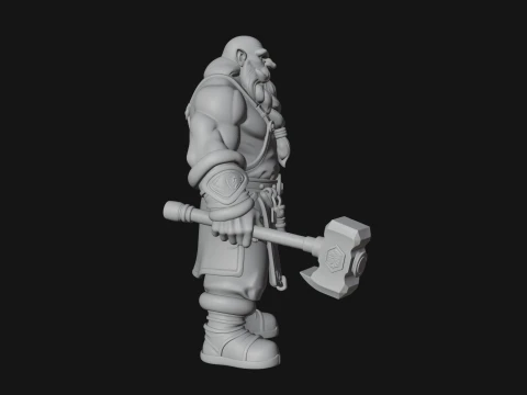 Dwarf Blacksmith Statue Design 6 - 3D Print Model 3D Print Model