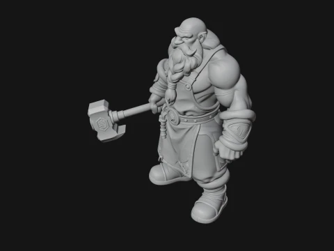 Dwarf Blacksmith Statue Design 6 - 3D Print Model 3D Print Model