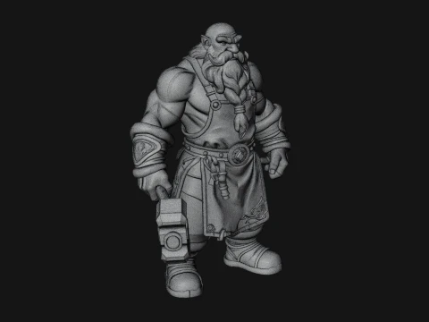 Dwarf Blacksmith Statue Design 6 - 3D Print Model 3D Print Model