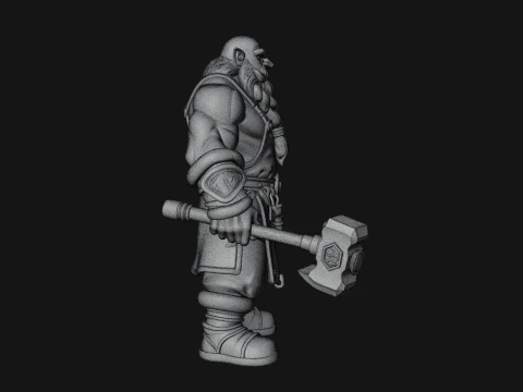 Dwarf Blacksmith Statue Design 6 - 3D Print Model 3D Print Model