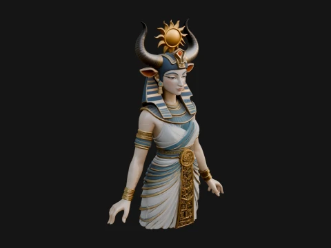 Horned Sun Crown Goddess Statue Design 2 - 3D Print Model 3D printmodel