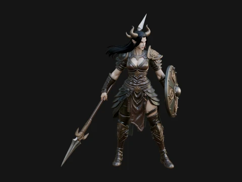 Valkyrie with Spear Statue Design 10 - 3D Print Model 3D printmodel