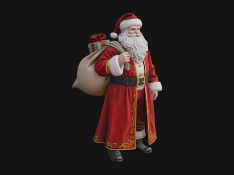 Santa Claus with Gift Sack Statue Design 6 - 3D Print Model 3D printmodel
