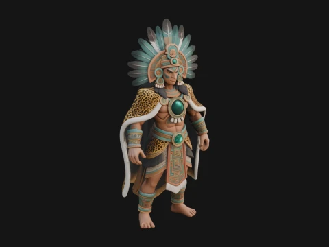 Aztec Feathered Noble Statue Design 7 - 3D Print Model 3D printmodel
