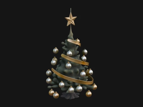 Decorated Christmas Tree Model Design 1 - 3D Print Model 3D printmodel
