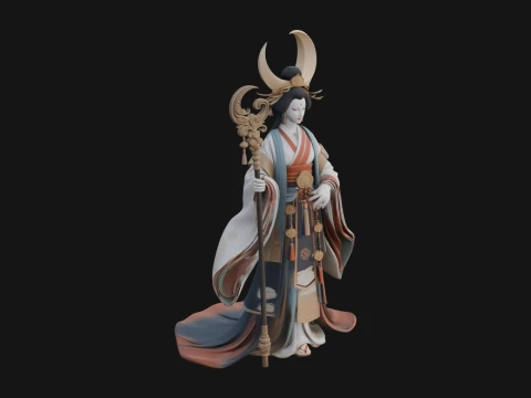 Crescent Crown Priestess Statue Design 1 - 3D Print Model 3D printmodel