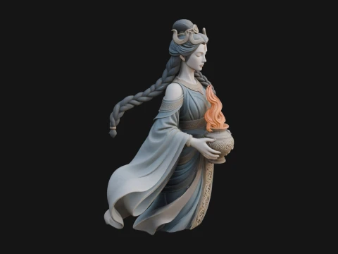 Woman with Water Jar Statue Design 1 - 3D Print Model 3D printmodel