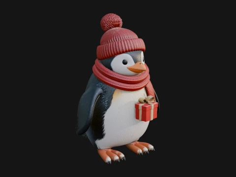 Knit Hat Penguin Statue Design 1 - 3D Print Model 3D printmodel
