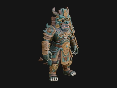 Aztec Feathered Noble Statue Design 8 - 3D Print Model 3D printmodel