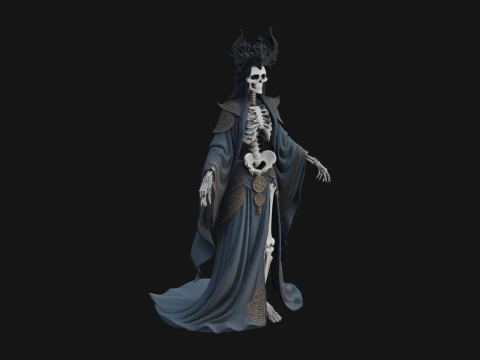 Crowned Skeleton Queen Statue Design 5 - 3D Print Model 3D printmodel