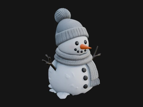 Knit Hat Snowman Statue Design 4 - 3D Print Model 3D printmodel