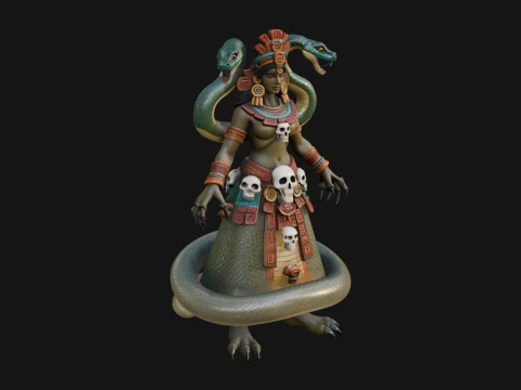 Aztec Serpent Goddess Statue Design 1 - 3D Print Model 3D printmodel