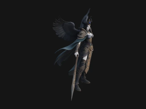 Valkyrie with Spear Statue Design 11 - 3D Print Model 3D printmodel