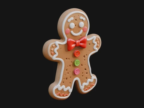Gingerbread Man Cookie Ornament Design 1 - 3D Print Model 3D printmodel