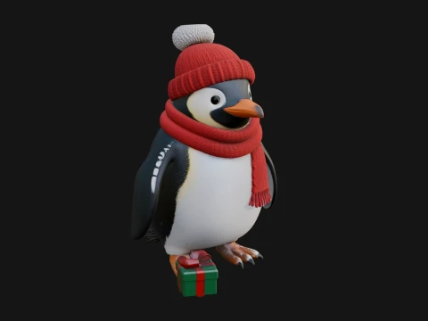 Knit Hat Penguin Statue Design 2 - 3D Print Model 3D printmodel