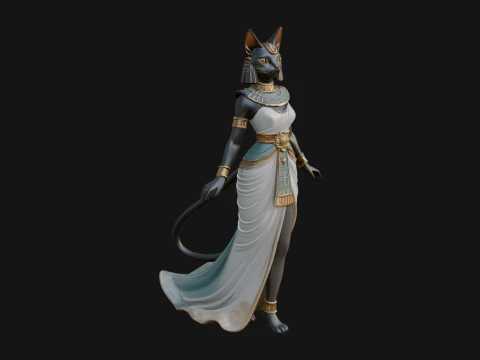 Bastet Cat Goddess Statue Design 3 - 3D Print Model 3D printmodel