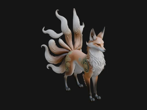 Nine Tailed Fox Statue Design 3 - 3D Print Model 3D printmodel