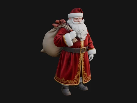Santa Claus with Gift Sack Statue Design 8 - 3D Print Model 3D Print Model