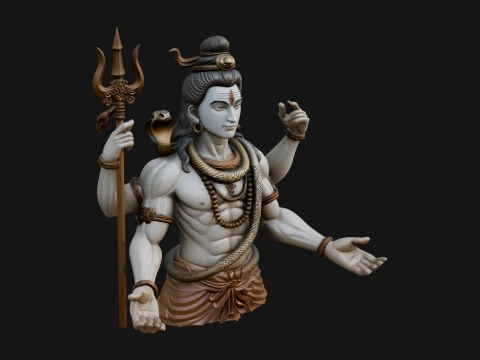 Shiva with Trident Statue Design 10 - 3D Print Model 3D printmodel