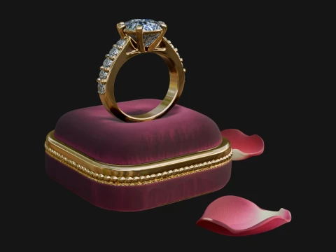 Diamond Ring on Cushion Model Design 2 - 3D Print Model 3D printmodel